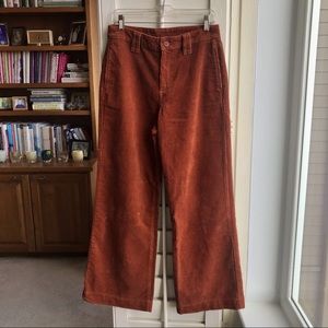 HIGH WAISTED CORDUROY WIDE LEG TROUSER PANTS